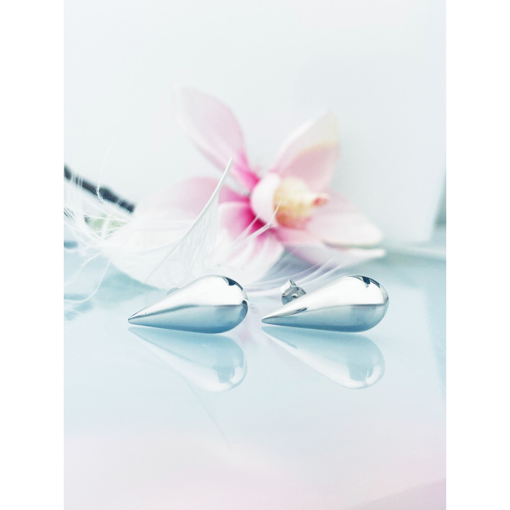 Srebrne kolczyki łezki kropelki figurki gładkie polerowane