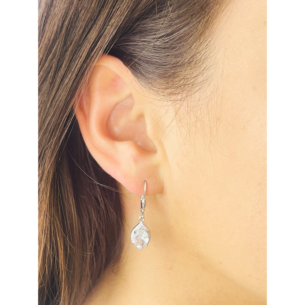 Katzenauge 925 Silber Ohrringe mit Zirkonia