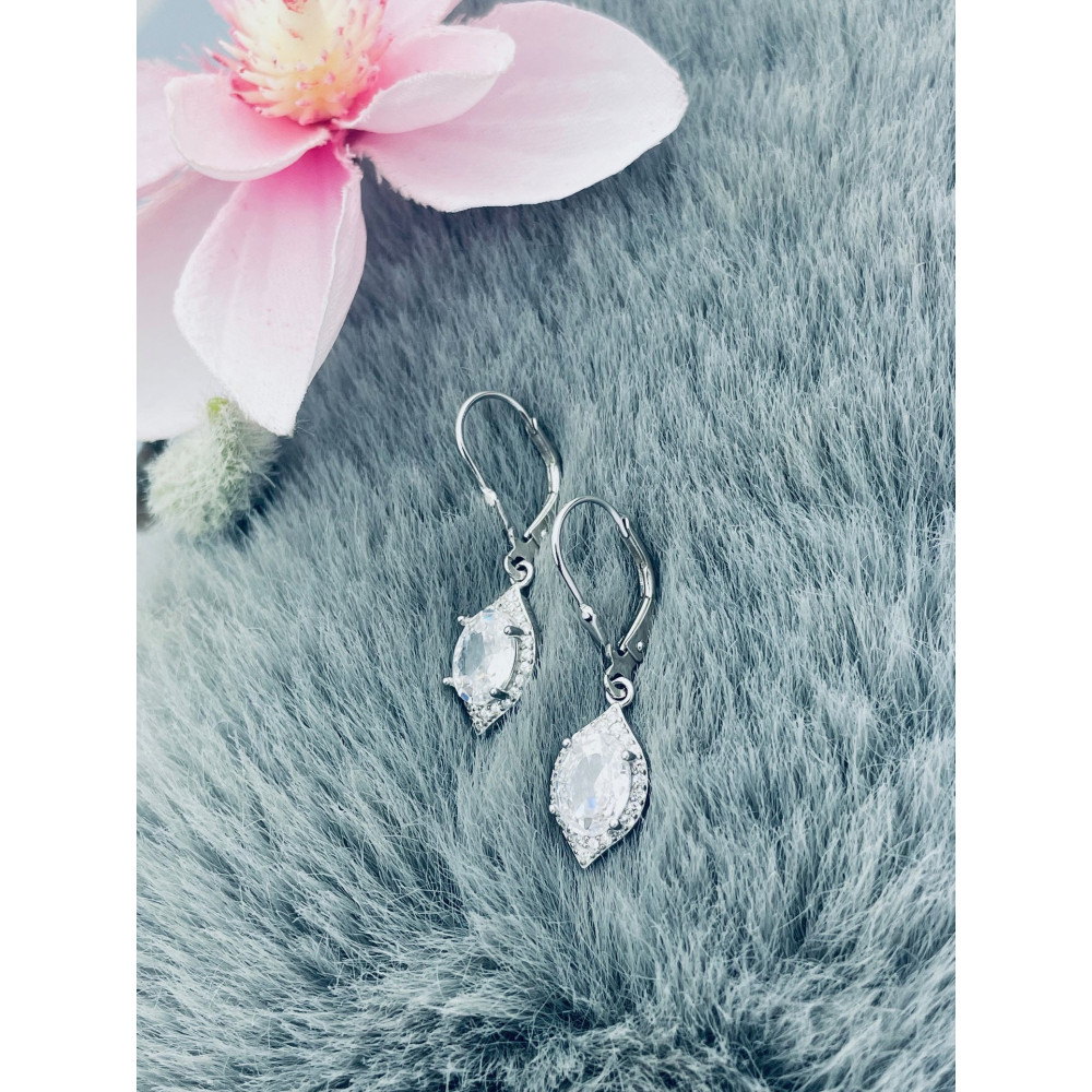 Katzenauge 925 Silber Ohrringe mit Zirkonia