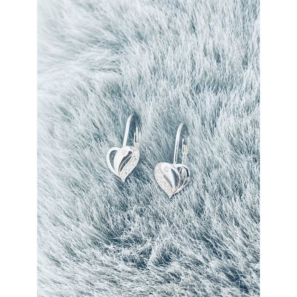 925 Silber Ohrringe mit Zirkonia Herz