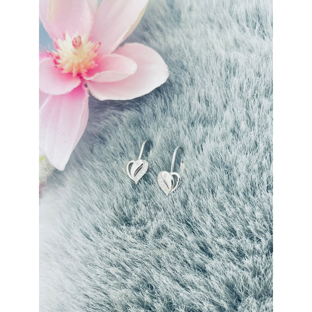 Srebrne kolczyki serca serduszka z cyrkoniami