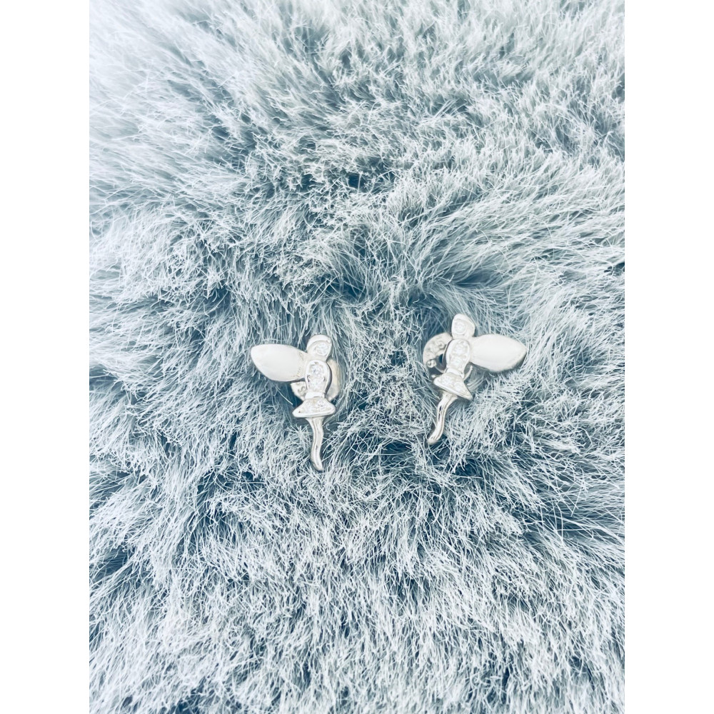 Srebrne kolczyki wróżki z cyrkoniami błyszcząca wróżka