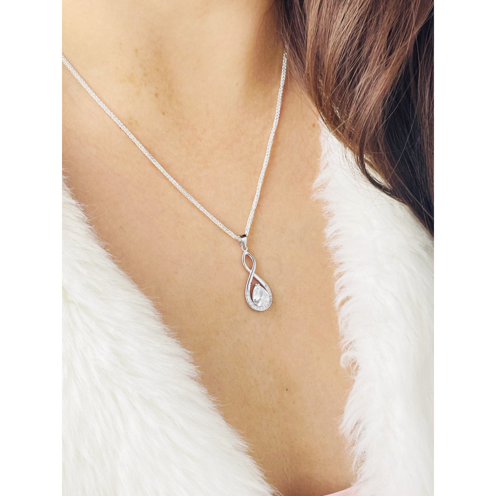 Tropfen 925 Silber Anhänger mit Zirkonia