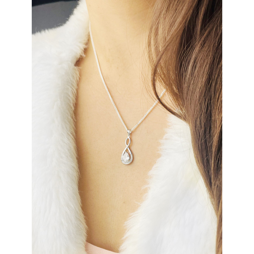 Tropfen 925 Silber Anhänger mit Zirkonia