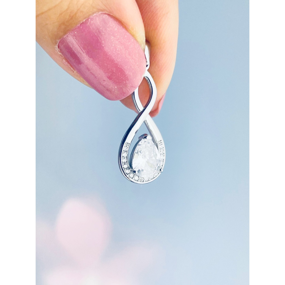 Tropfen 925 Silber Anhänger mit Zirkonia