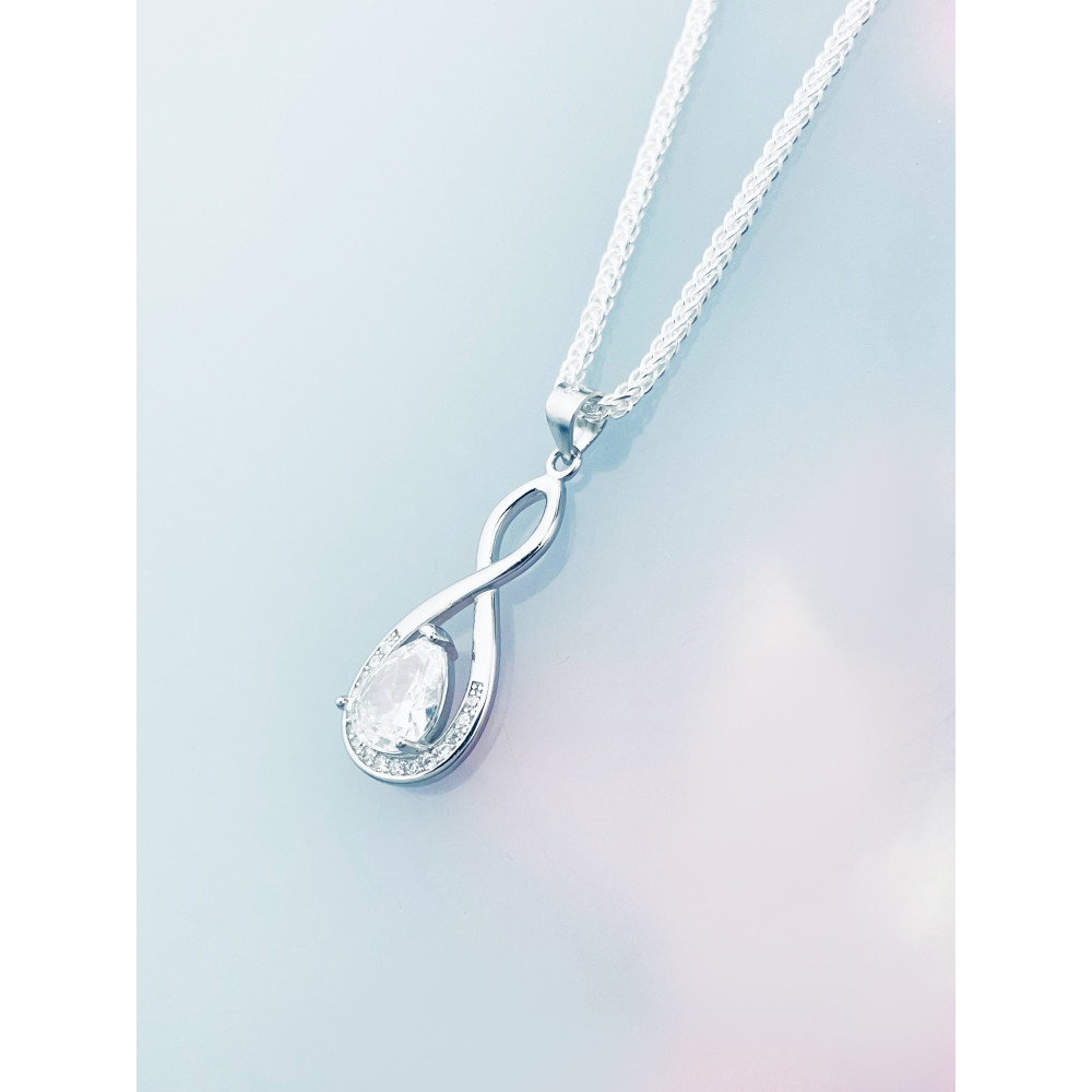 Tropfen 925 Silber Anhänger mit Zirkonia