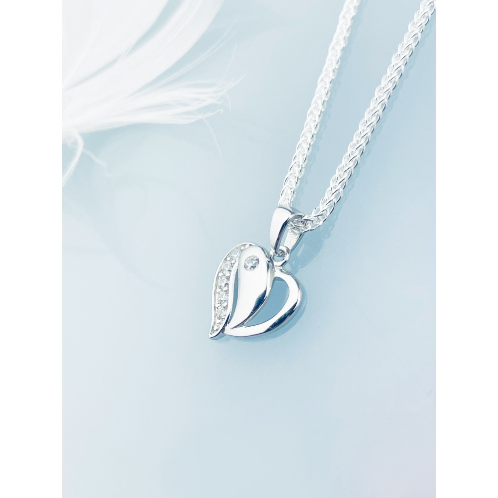 925 Silber Damen Medaillon Anhänger Herz mit Zirkonia