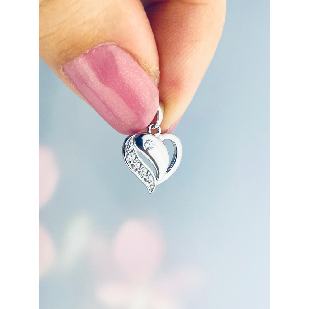 925 Silber Damen Medaillon Anhänger Herz mit Zirkonia