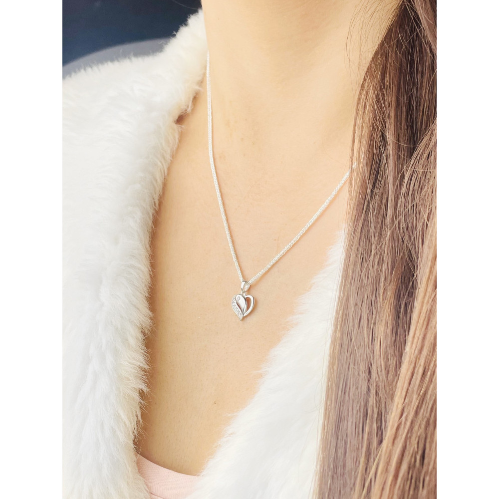 925 Silber Damen Medaillon Anhänger Herz mit Zirkonia