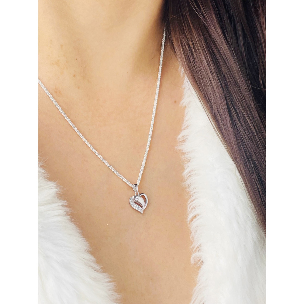 925 Silber Damen Medaillon Anhänger Herz mit Zirkonia