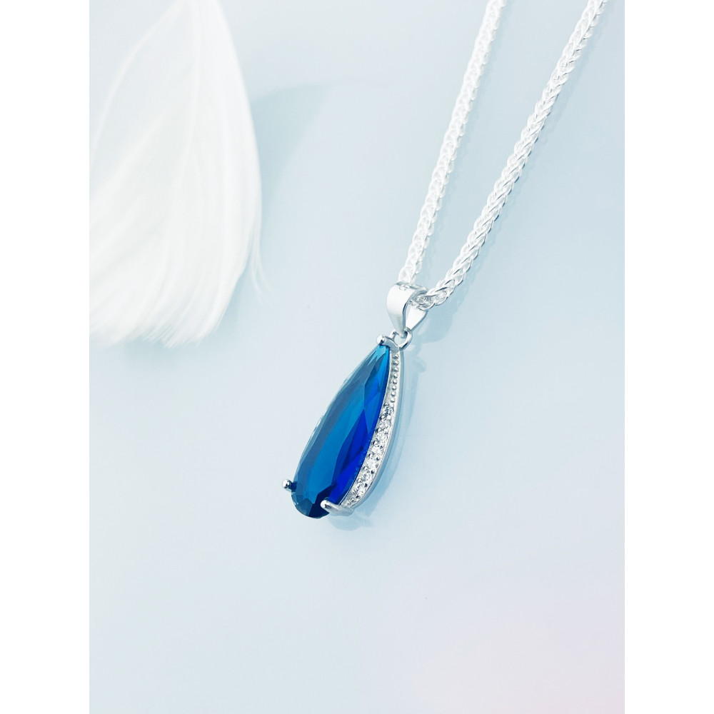 Tropfen 925 Silber Anhänger mit Zirkonia