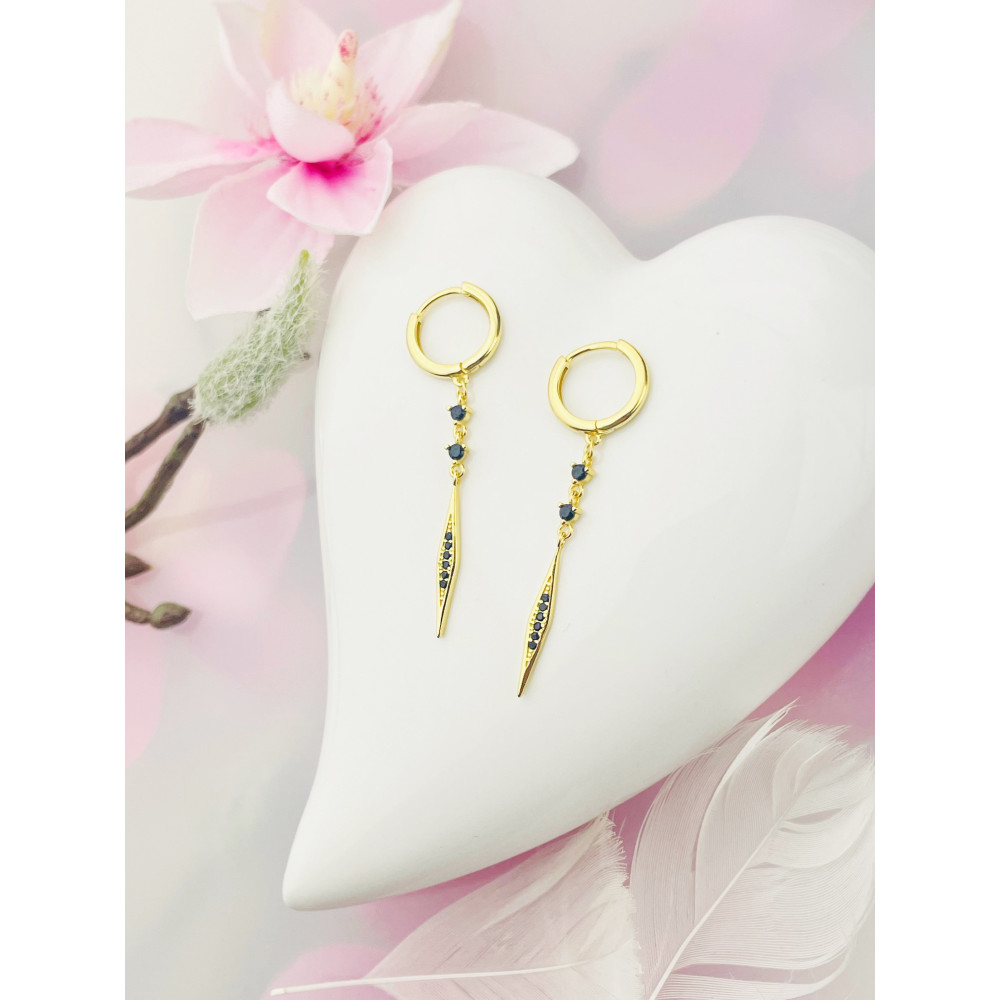 copy of Złote kolczyki przecinki z cyrkoniami