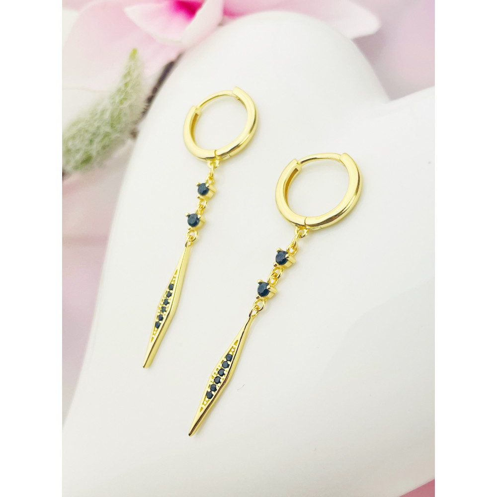 copy of Złote kolczyki przecinki z cyrkoniami