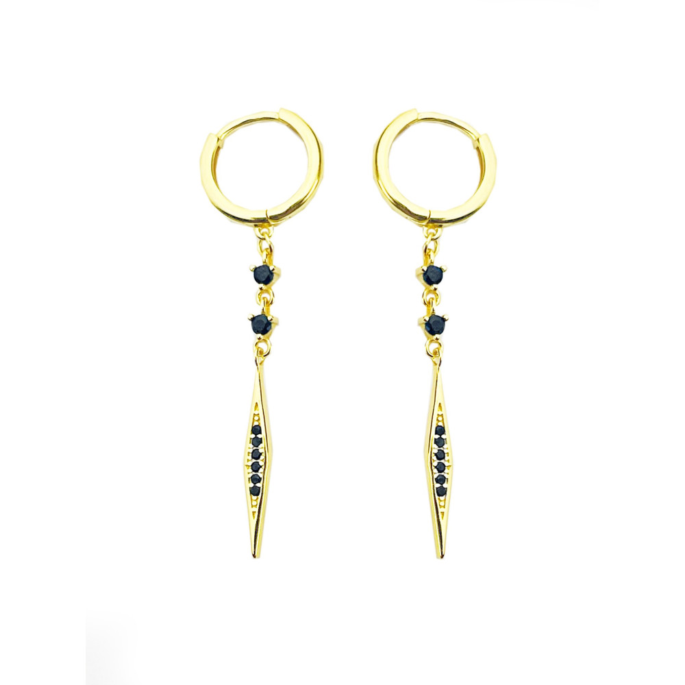 925 Silberne vergoldet Ohrringe mit Onyx Kreise