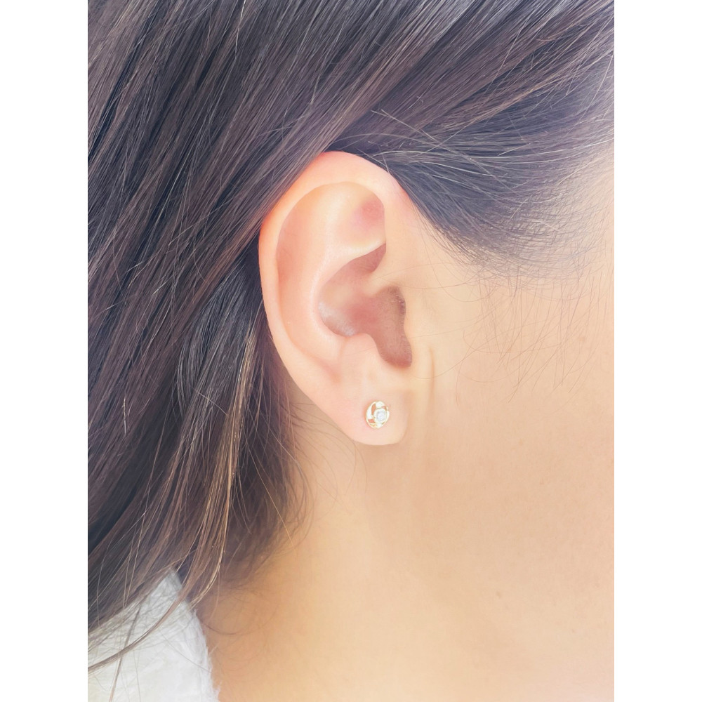 Gold Ohrringe Rad mit Zirkonia Ohrhänger Ohrstecker Ohrschmuck Gelbgold Gold 585er 14KT