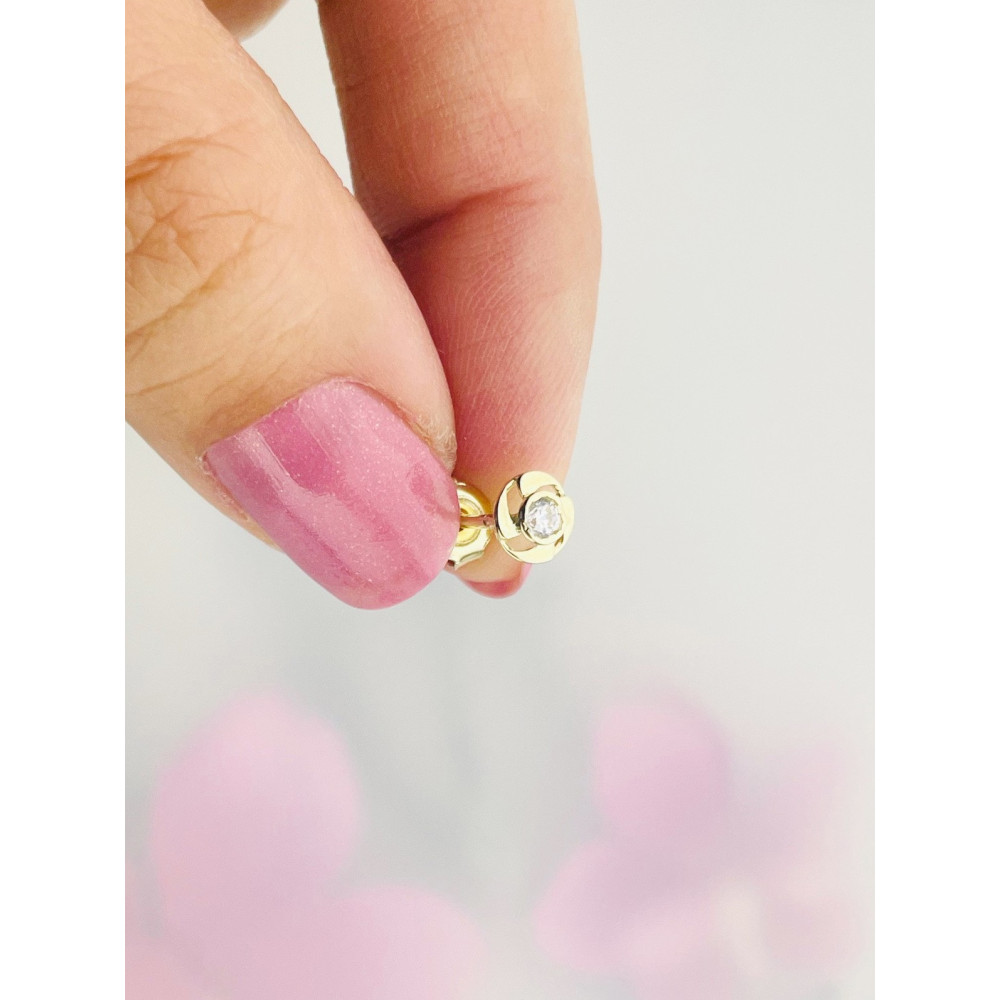 Gold Ohrringe Rad mit Zirkonia Ohrhänger Ohrstecker Ohrschmuck Gelbgold Gold 585er 14KT