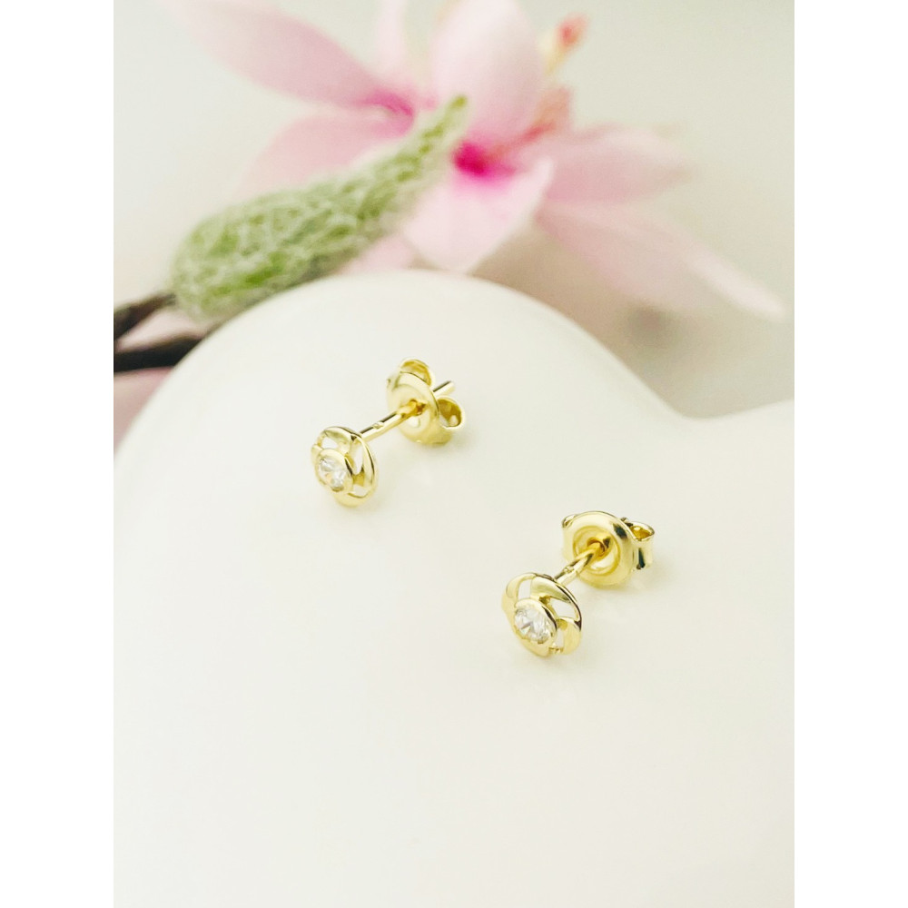 Złote kolczyki kółeczka mini z cyrkoniami