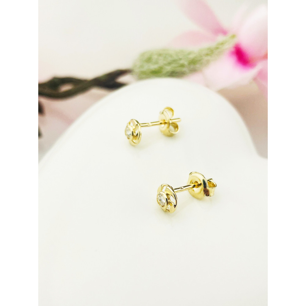 Gold Ohrringe Rad mit Zirkonia Ohrhänger Ohrstecker Ohrschmuck Gelbgold Gold 585er 14KT