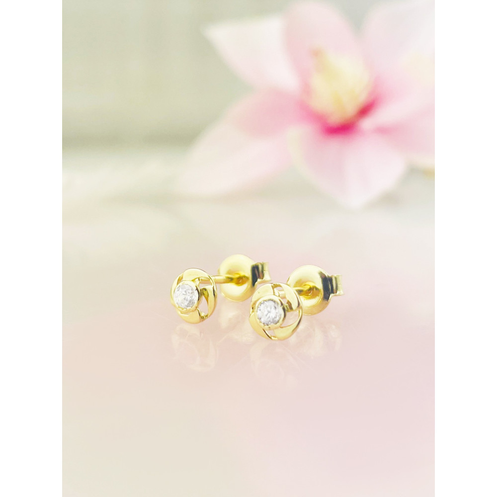 Gold Ohrringe Rad mit Zirkonia Ohrhänger Ohrstecker Ohrschmuck Gelbgold Gold 585er 14KT