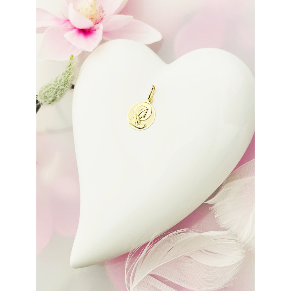 Złoty Medalik Zawieszka Matka Boska Fatimska Chrzest Komunia