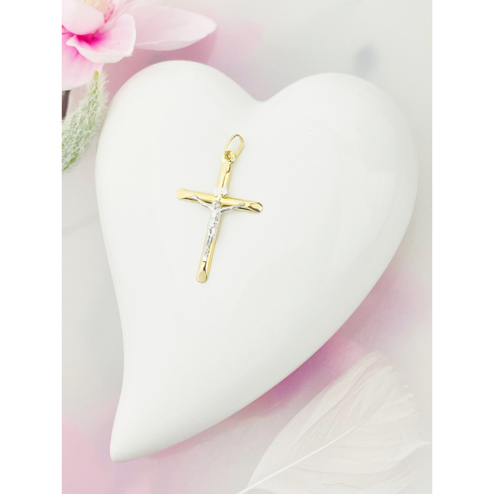 Goldanhänger Kettenanhänger Gold Anhänger Kreuz mit Jesus Goldkreuz Erstkommunion Gelbgold 585er 14KT