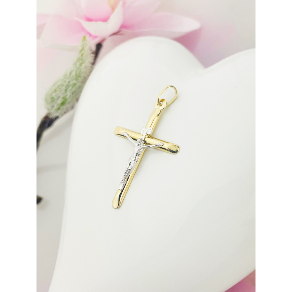 Goldanhänger Kettenanhänger Gold Anhänger Kreuz mit Jesus Goldkreuz Erstkommunion Gelbgold 585er 14KT