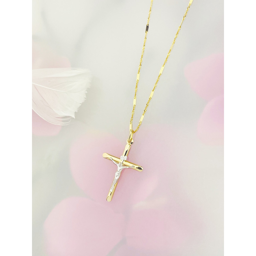 Goldanhänger Kettenanhänger Gold Anhänger Kreuz mit Jesus Goldkreuz Erstkommunion Gelbgold 585er 14KT