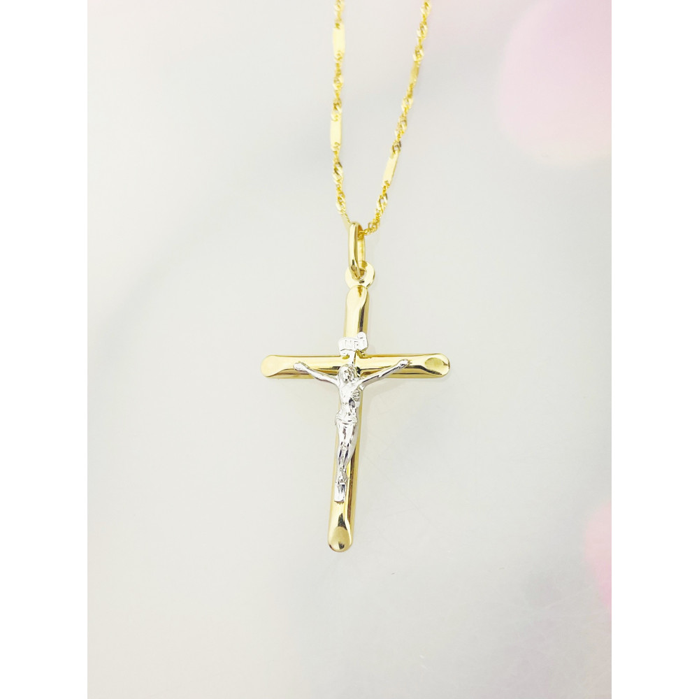 Goldanhänger Kettenanhänger Gold Anhänger Kreuz mit Jesus Goldkreuz Erstkommunion Gelbgold 585er 14KT