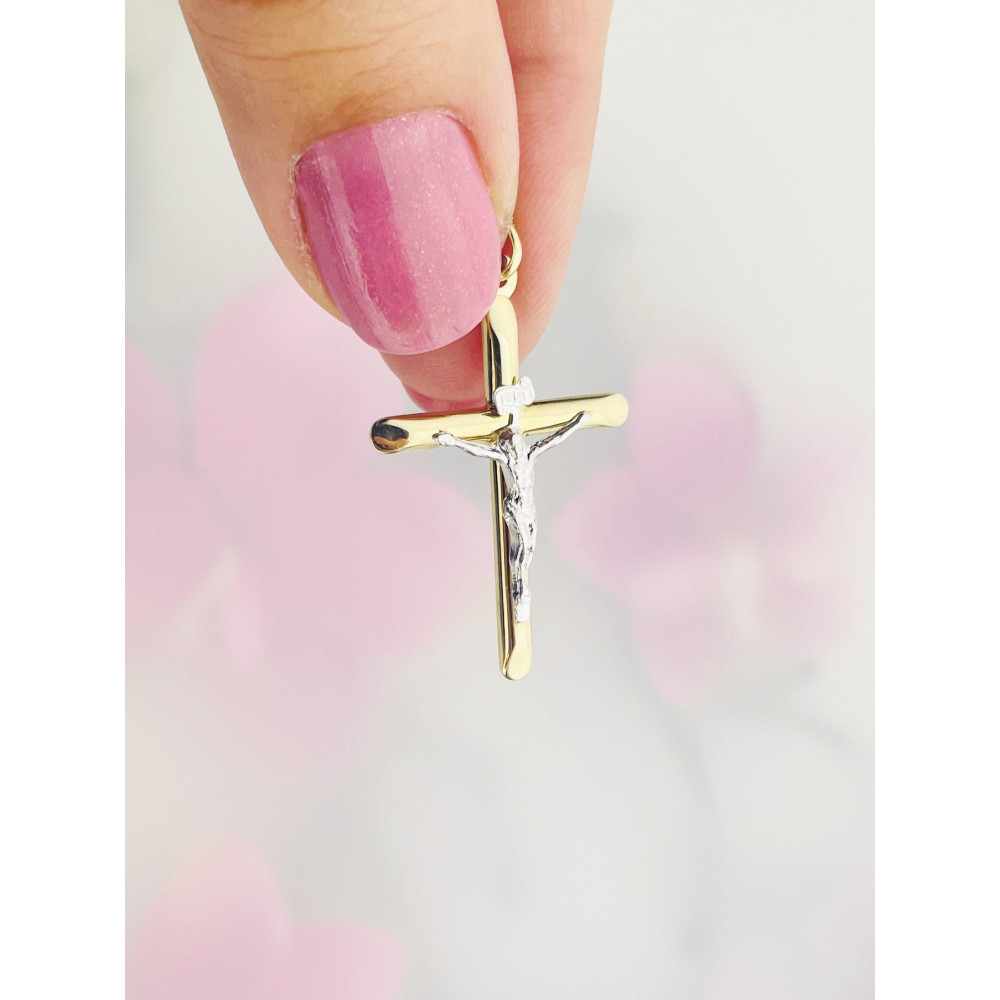 Goldanhänger Kettenanhänger Gold Anhänger Kreuz mit Jesus Goldkreuz Erstkommunion Gelbgold 585er 14KT