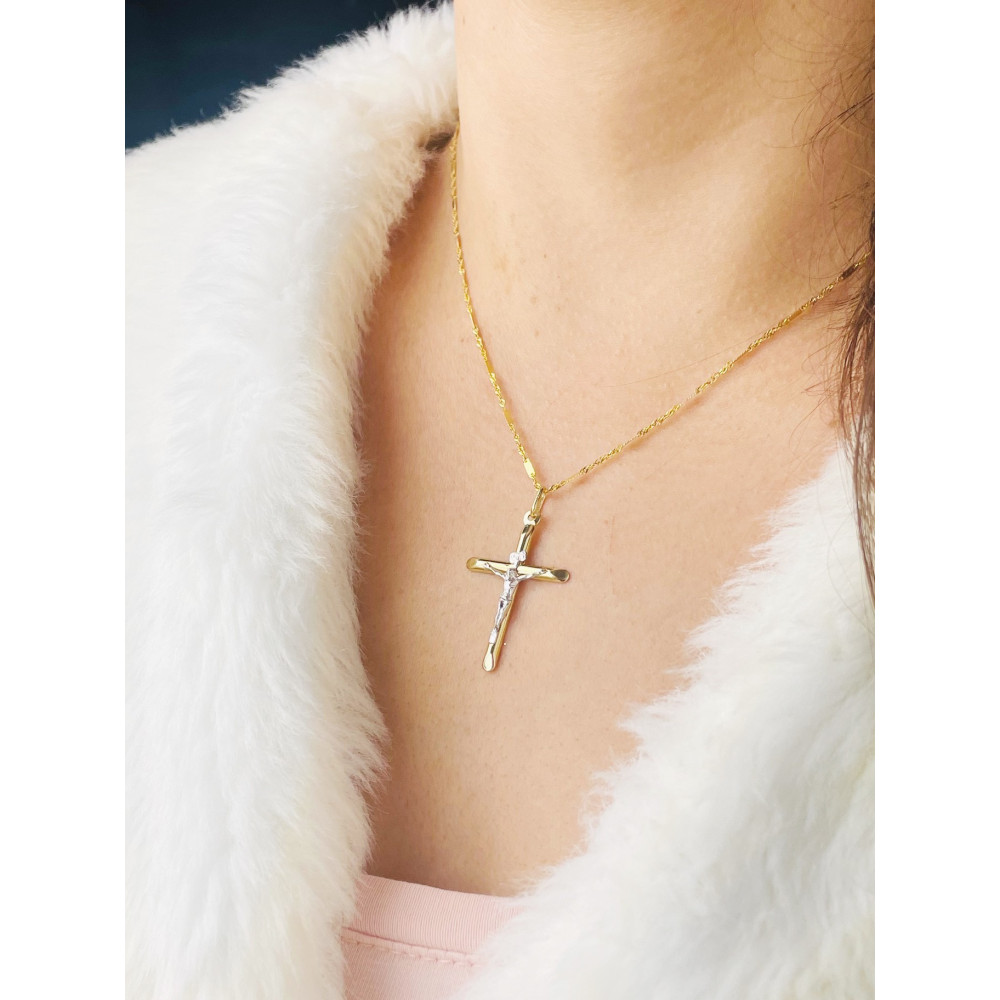 Goldanhänger Kettenanhänger Gold Anhänger Kreuz mit Jesus Goldkreuz Erstkommunion Gelbgold 585er 14KT