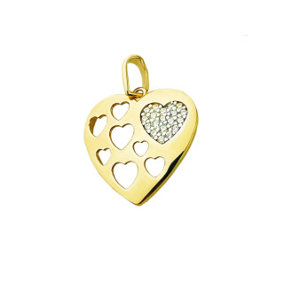 Złoty wisiorek zawieszka serce ażurowe serduszko z cyrkoniami