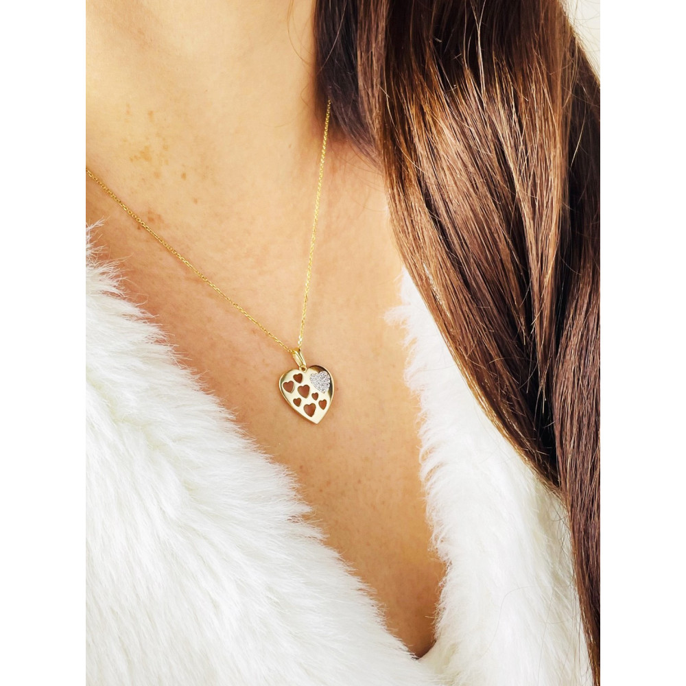 Anhänger Herz Kettenanhänger Gelbgold mit Zirkonia Goldanhänger 585er 14KT