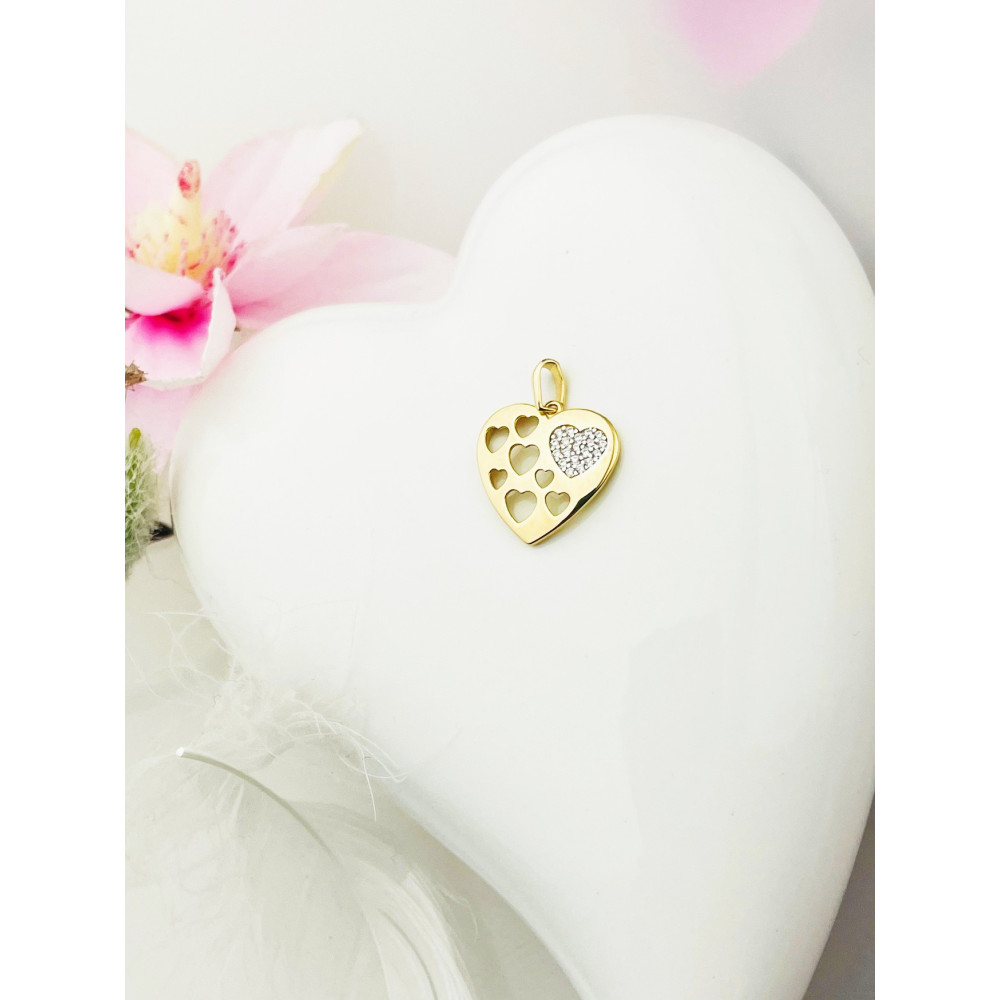 Anhänger Herz Kettenanhänger Gelbgold mit Zirkonia Goldanhänger 585er 14KT