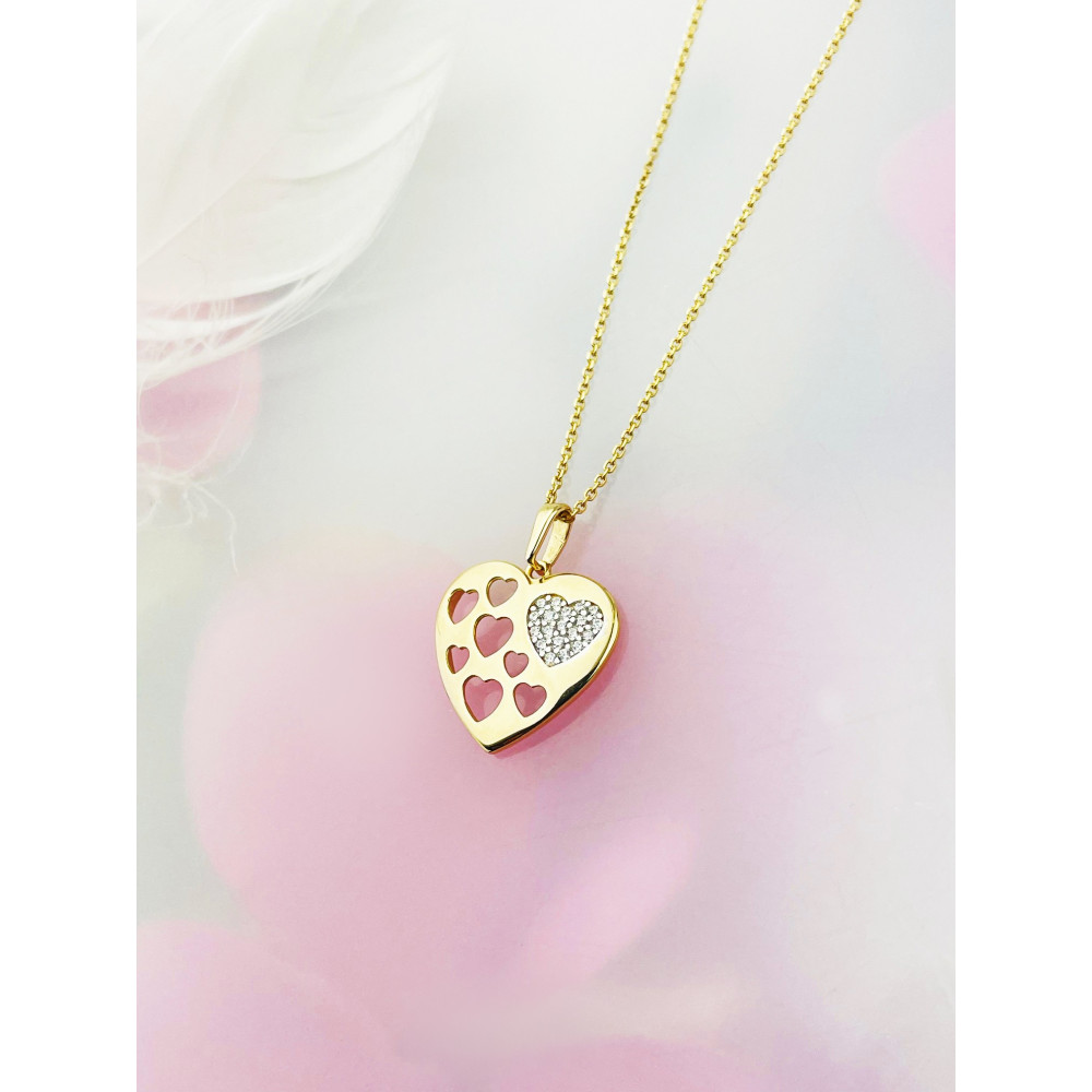 Anhänger Herz Kettenanhänger Gelbgold mit Zirkonia Goldanhänger 585er 14KT