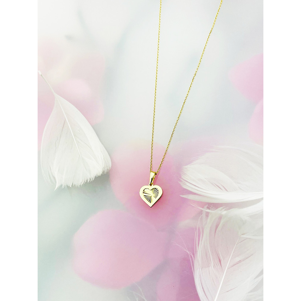 Złoty wisiorek zawieszka serce słoneczne frezowane