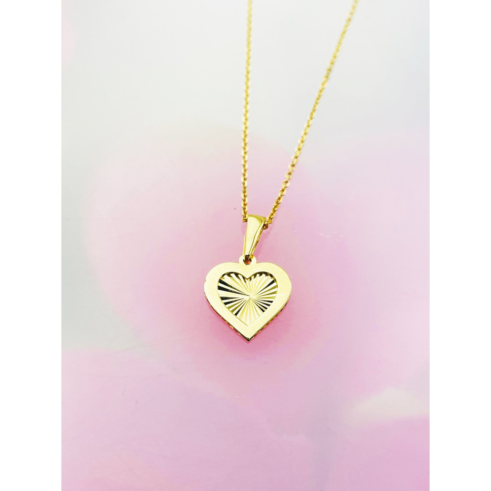 Złoty wisiorek zawieszka serce słoneczne frezowane