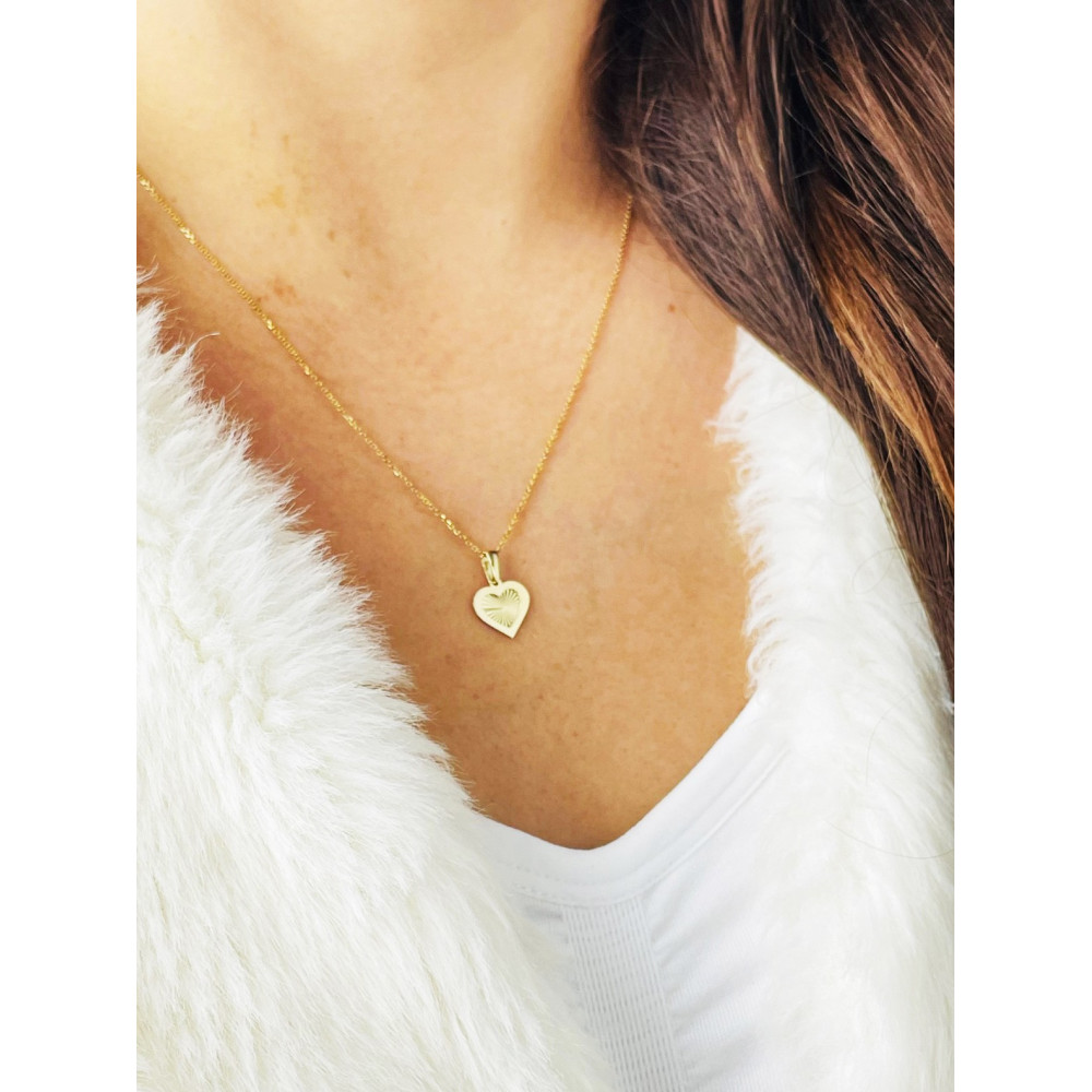 Złoty wisiorek zawieszka serce słoneczne frezowane