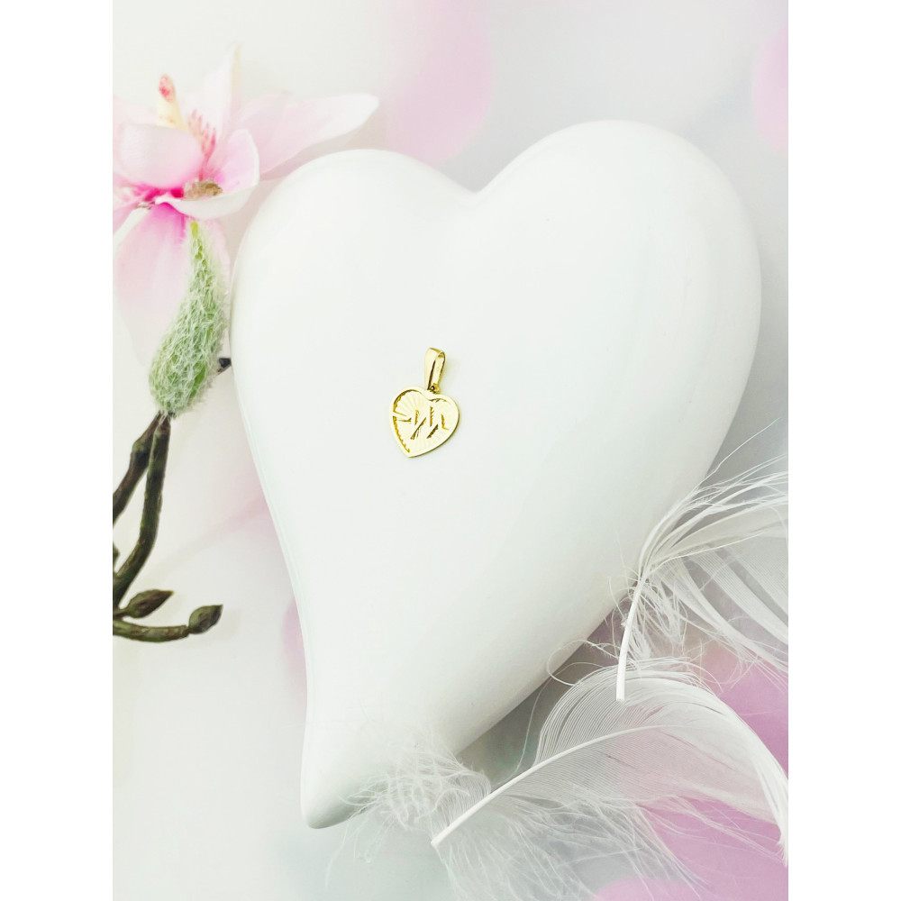 Złoty wisiorek zawieszka puls serce słoneczne frezowane