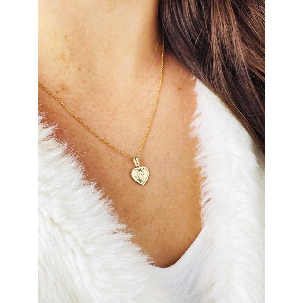 Złoty wisiorek zawieszka puls serce słoneczne frezowane