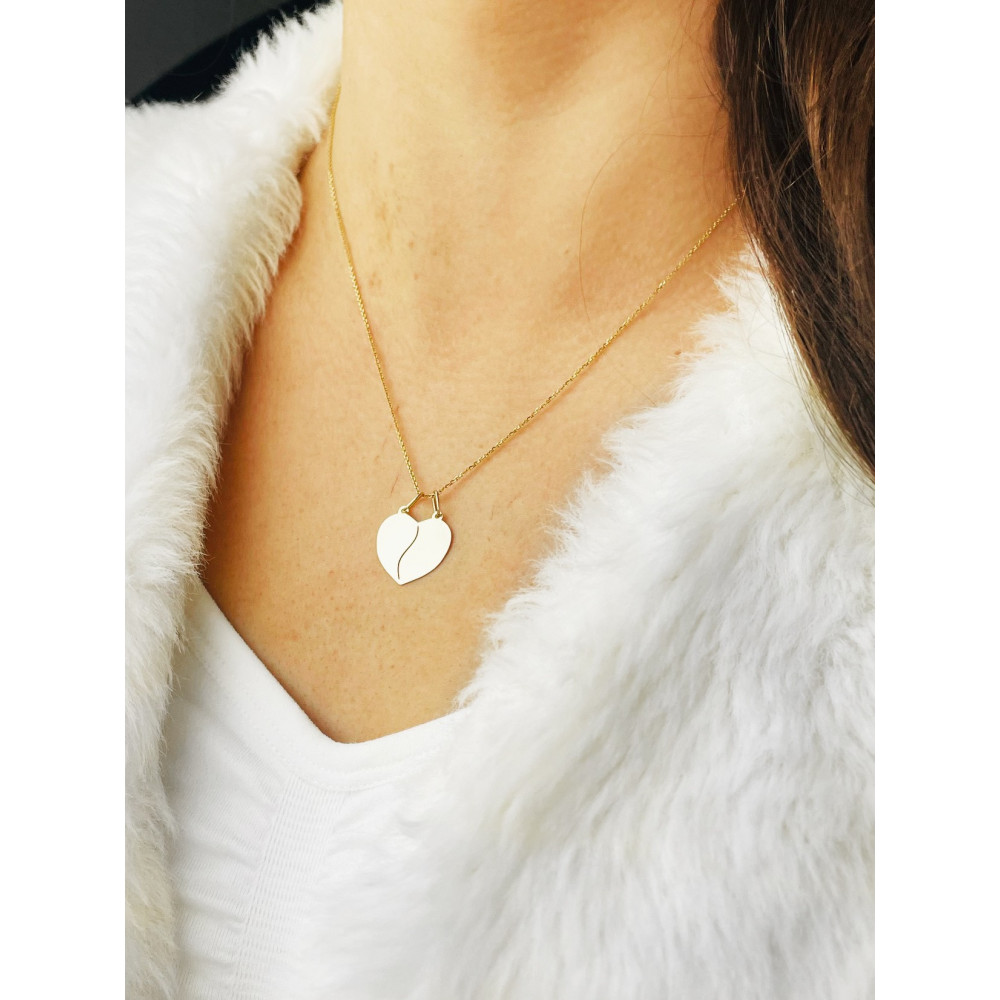 Złoty wisiorek zawieszka serce serduszko łamane gładkie