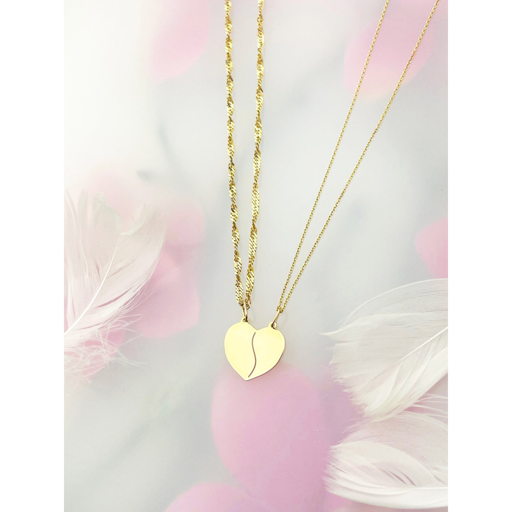 Złoty wisiorek zawieszka serce serduszko łamane gładkie