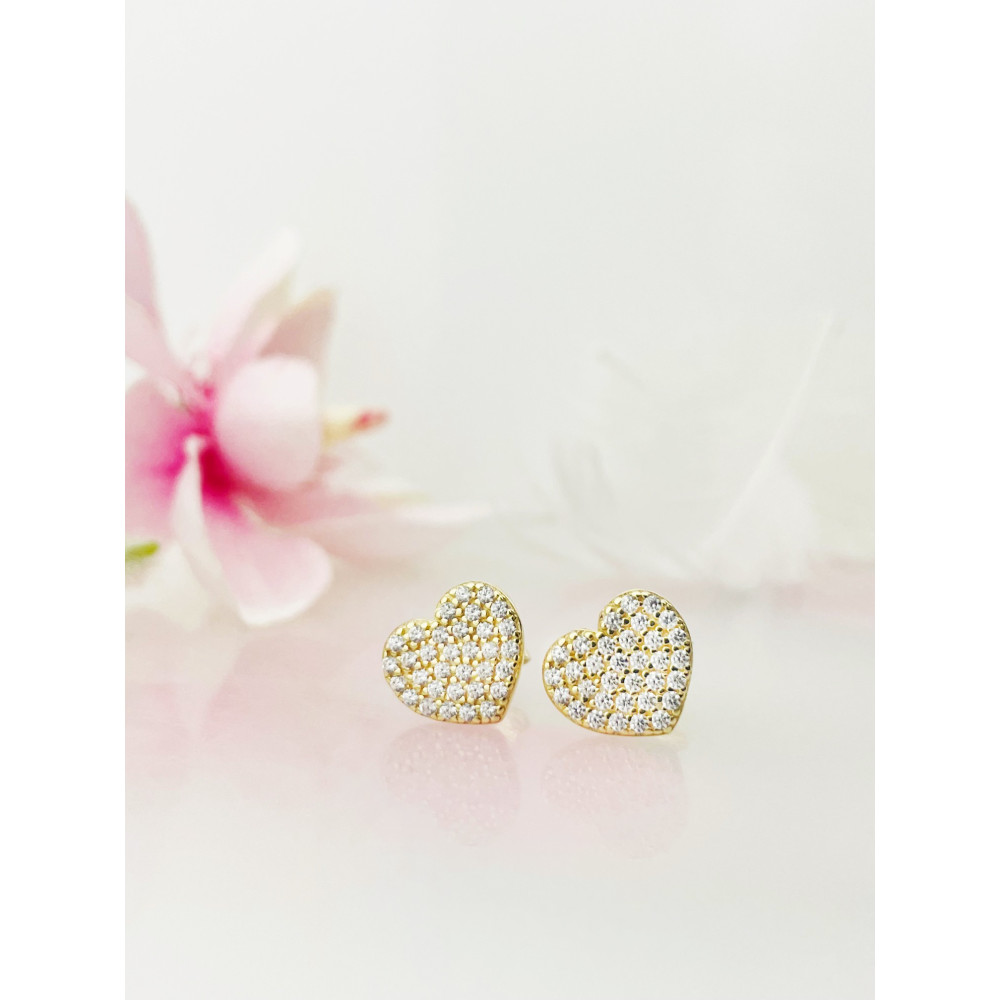 Herz Ohrringe Ohrhänger Ohrstecker Ohrschmuck mit Zirkonia Gelbgold Paar 585er 14KT