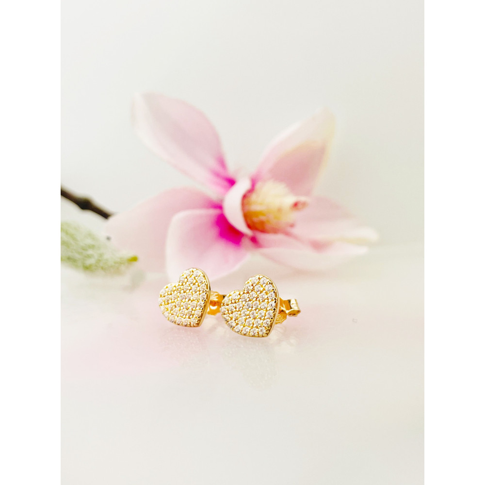 Herz Ohrringe Ohrhänger Ohrstecker Ohrschmuck mit Zirkonia Gelbgold Paar 585er 14KT