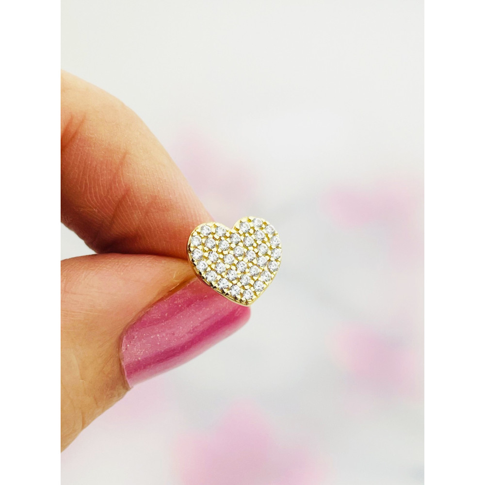 Herz Ohrringe Ohrhänger Ohrstecker Ohrschmuck mit Zirkonia Gelbgold Paar 585er 14KT