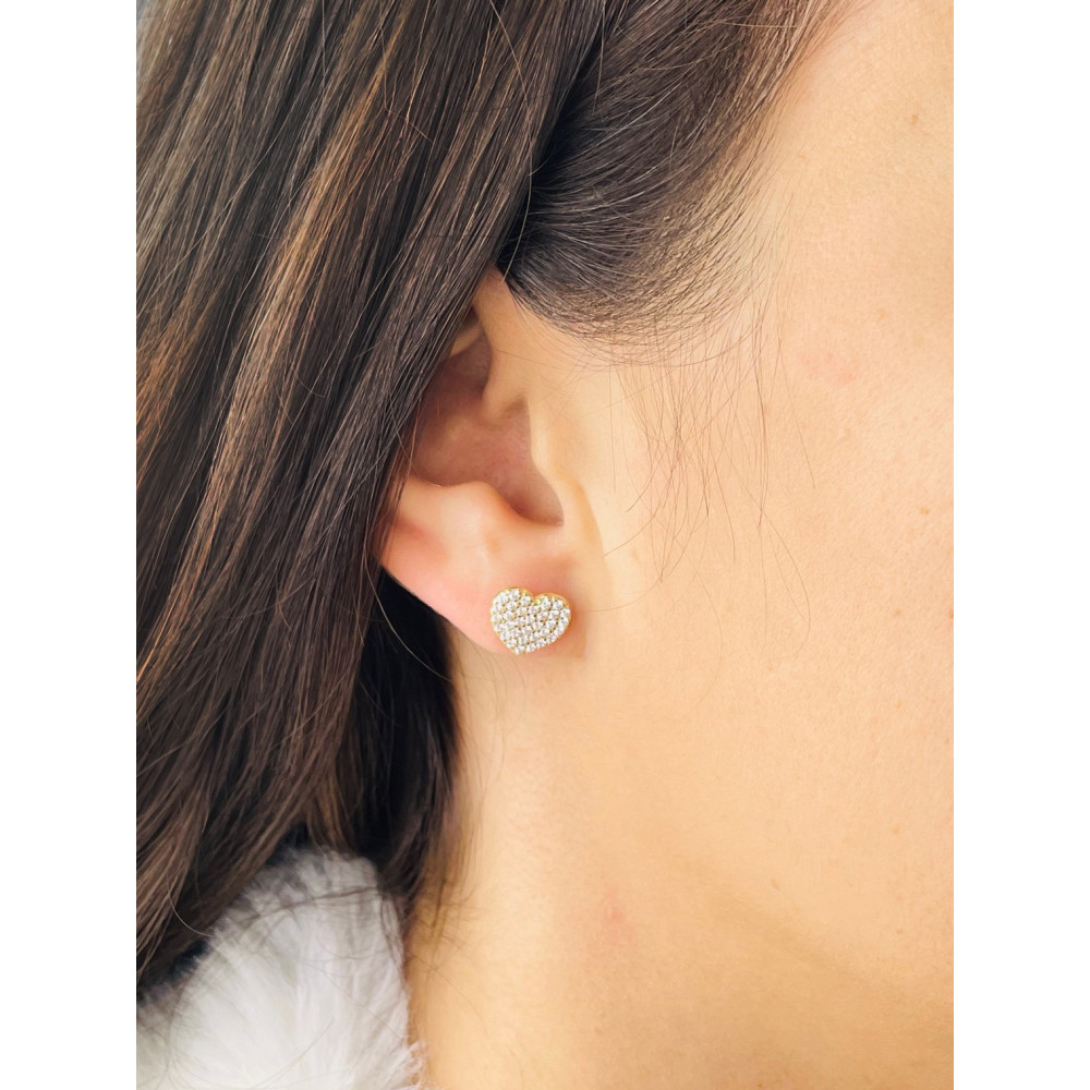 Herz Ohrringe Ohrhänger Ohrstecker Ohrschmuck mit Zirkonia Gelbgold Paar 585er 14KT