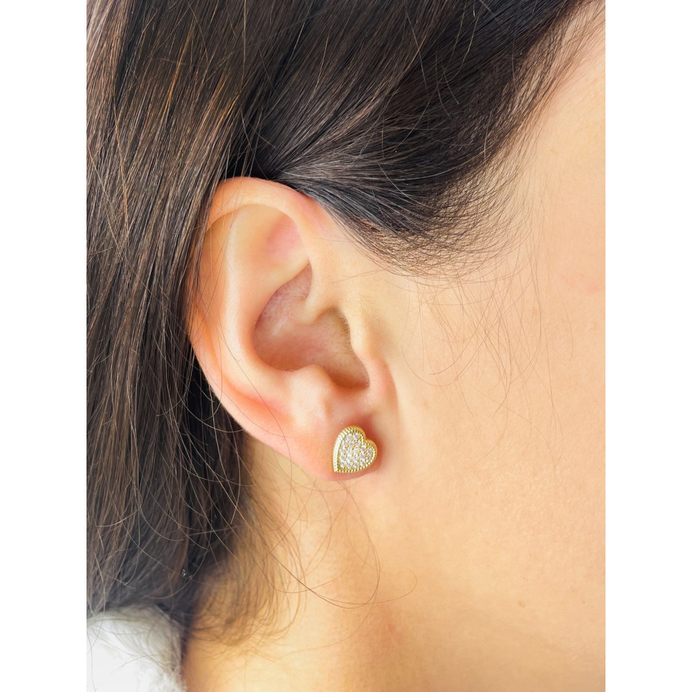 Herz Ohrringe Ohrhänger Ohrstecker Ohrschmuck mit Zirkonia Gelbgold Paar 585er 14KT