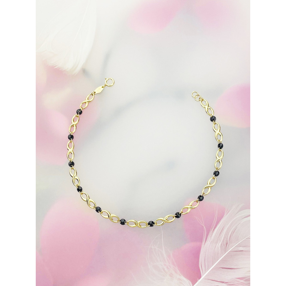 Infinity Damen Goldarmband Armband Armkette Gelbgold mit Onyx