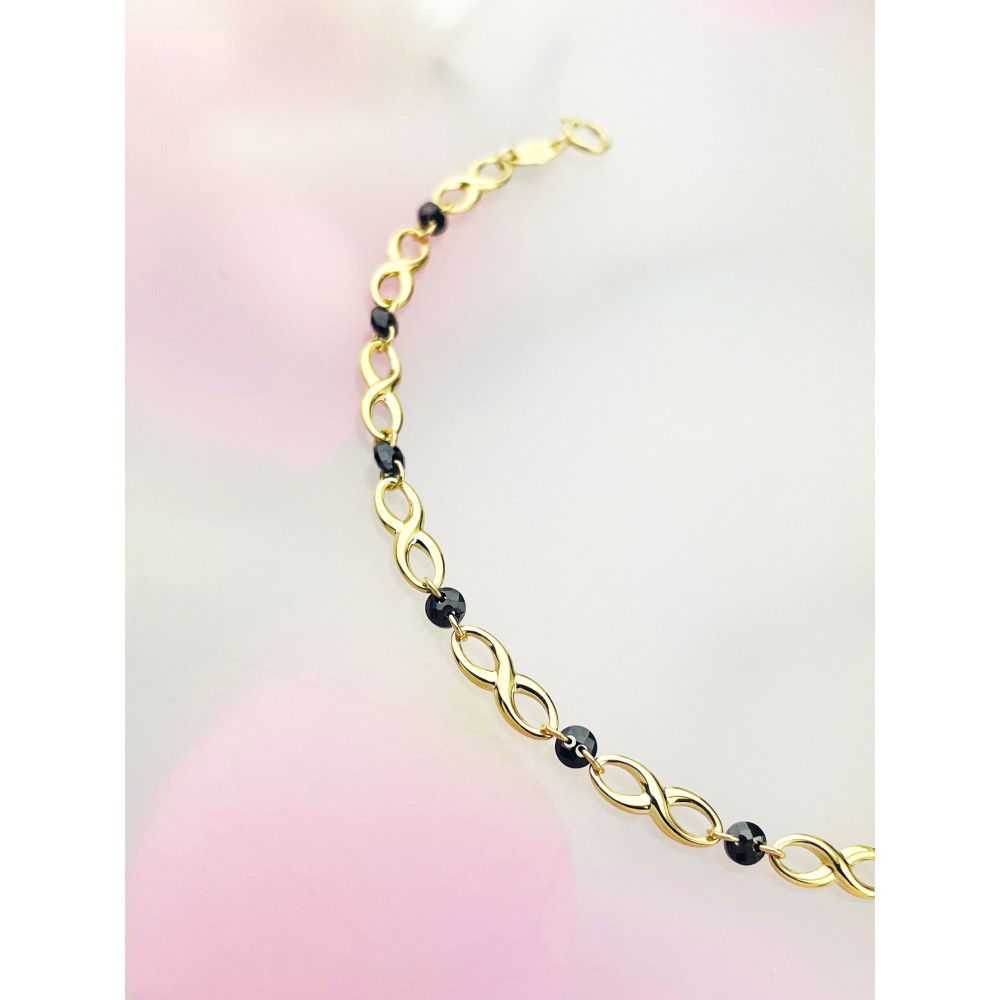 Infinity Damen Goldarmband Armband Armkette Gelbgold mit Onyx