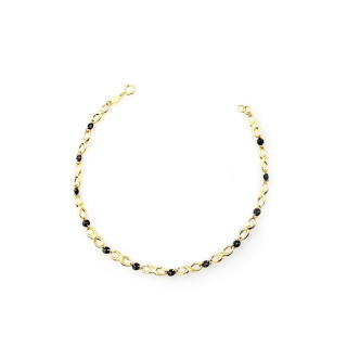 Infinity Damen Goldarmband Armband Armkette Gelbgold mit Onyx