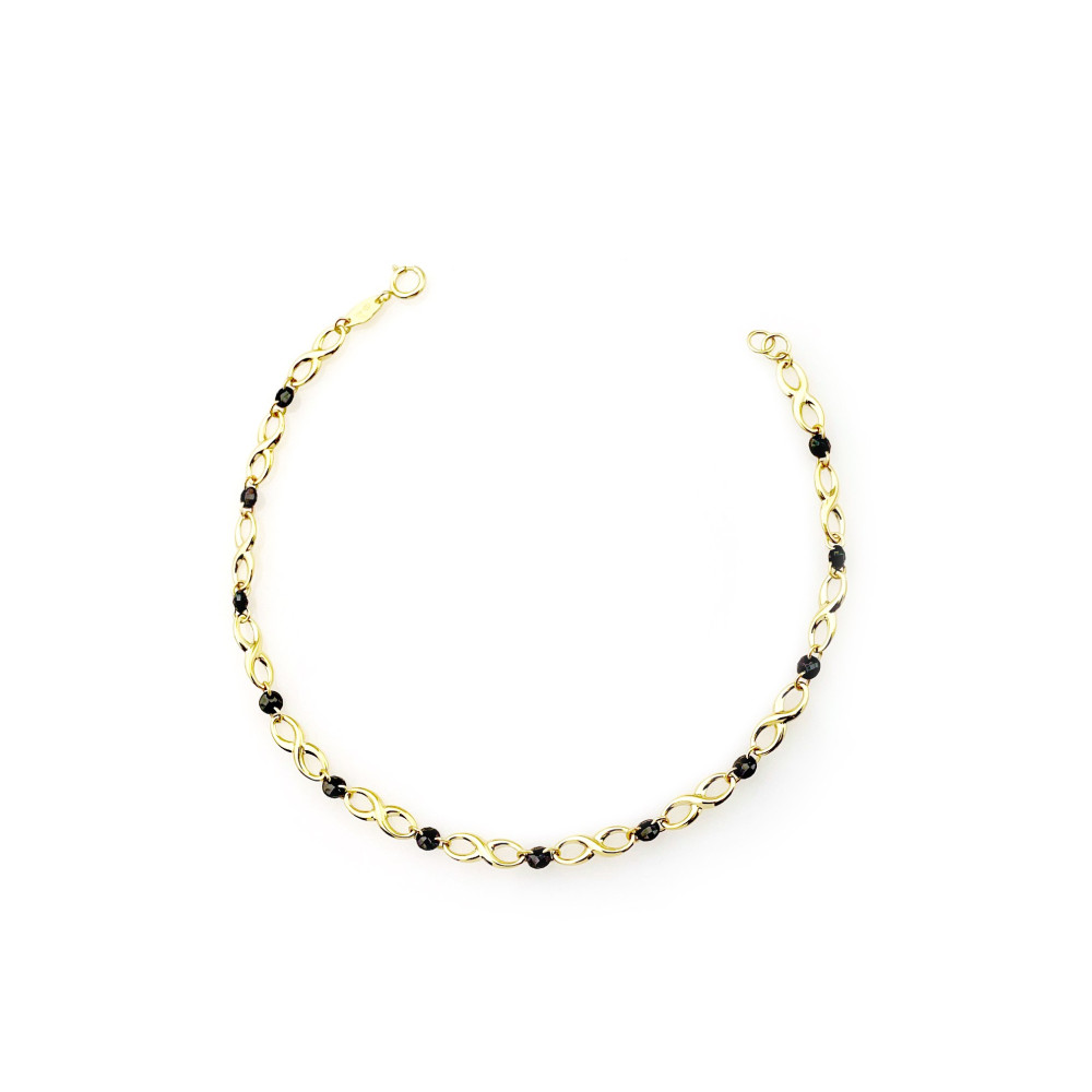 Infinity Damen Goldarmband Armband Armkette Gelbgold mit Onyx